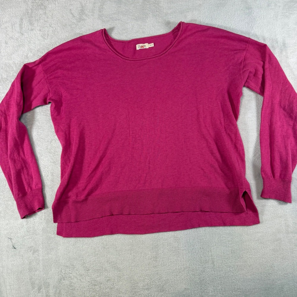 Faherty Pink Cotton Linen Blend Knit Sweater‎ XS WYU2310-CCF Drop Shoulder Scoop